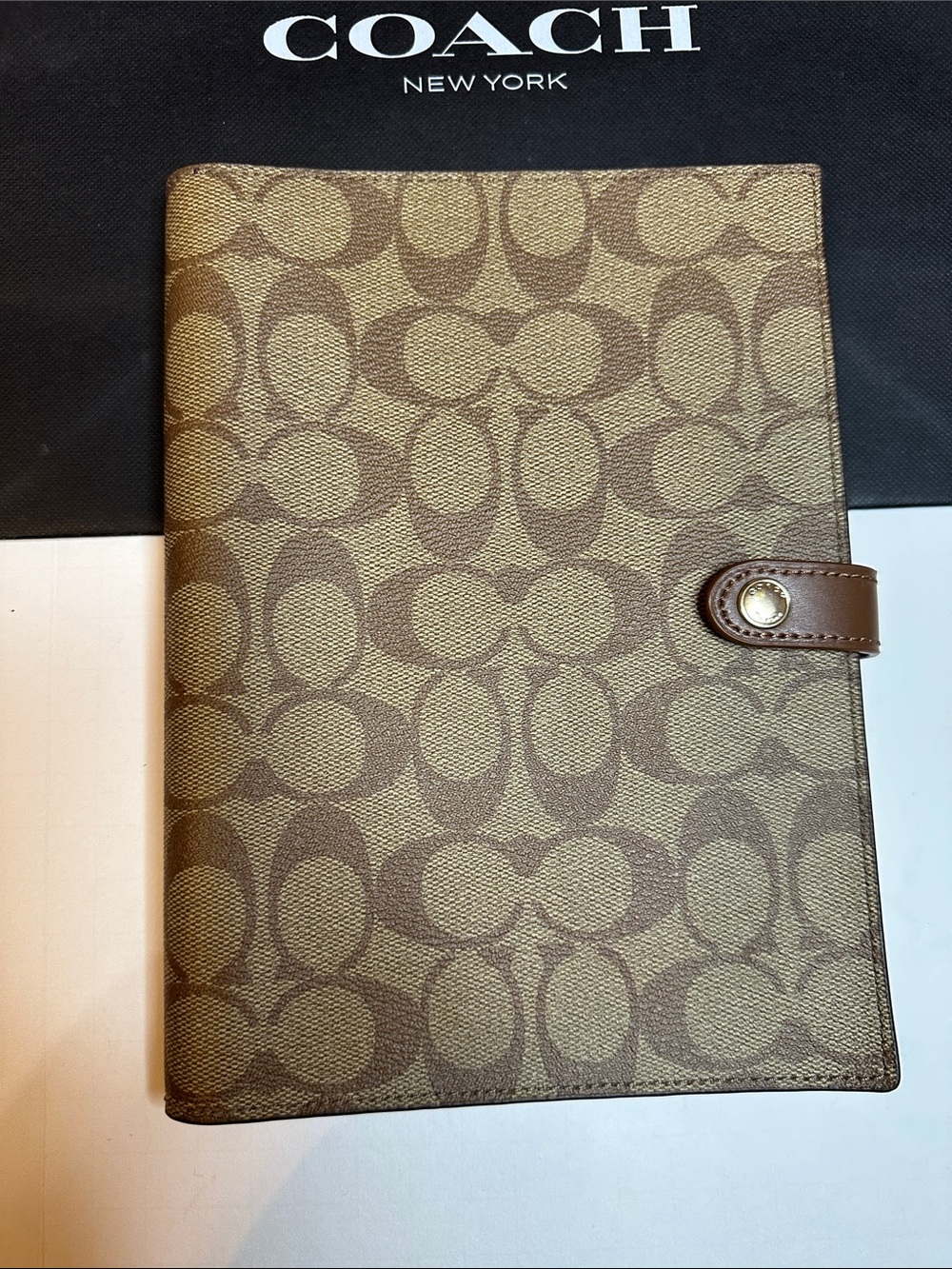 Coach Brown Signature Canvas Snap Notebook Cover